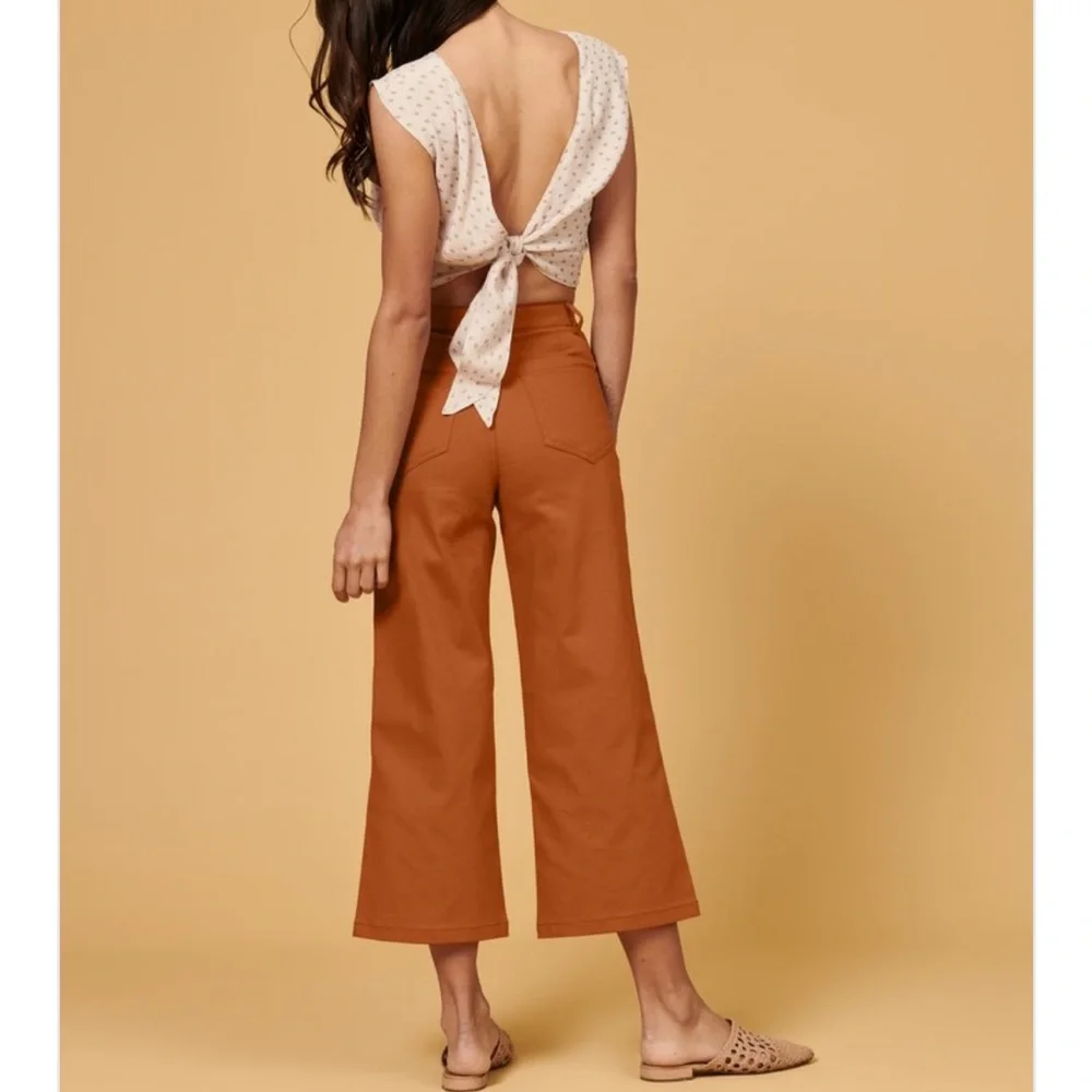 WHIMSY + ROW Flora Crop Wide Leg Pant in Rust Size 26/28 - Picture 4 of 11